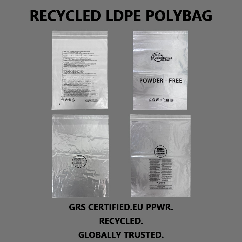 Арнайы қайта өңделген LDPE Polybag GRS сертификатталған қаптама пакеті