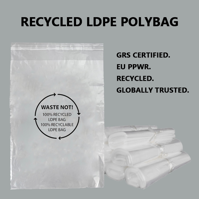 Тұрақты киім орамасына арналған GRS сертификатталған қайта өңделген LDPE орау қаптары