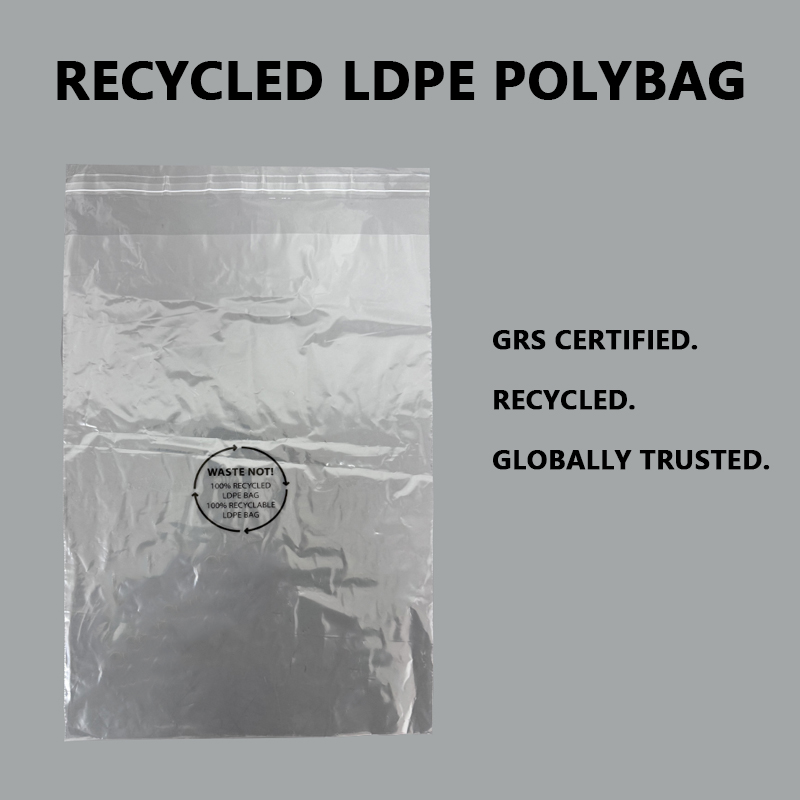 GRS сертификатталған қайта өңделген LDPE полиэтилен пакеттері